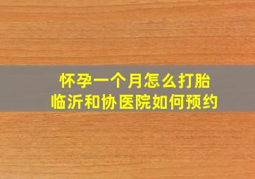 怀孕一个月怎么打胎临沂和协医院如何预约