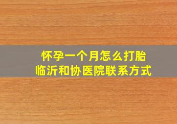 怀孕一个月怎么打胎临沂和协医院联系方式