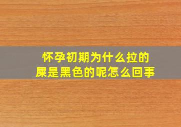 怀孕初期为什么拉的屎是黑色的呢怎么回事