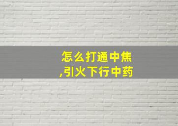 怎么打通中焦,引火下行中药