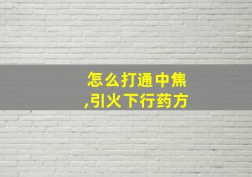 怎么打通中焦,引火下行药方