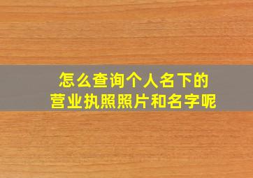 怎么查询个人名下的营业执照照片和名字呢