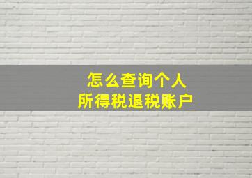 怎么查询个人所得税退税账户