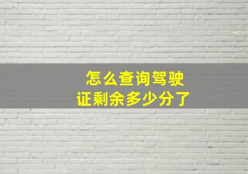 怎么查询驾驶证剩余多少分了