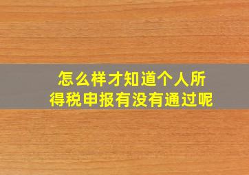 怎么样才知道个人所得税申报有没有通过呢