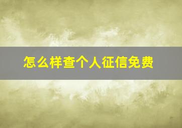 怎么样查个人征信免费