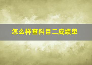 怎么样查科目二成绩单