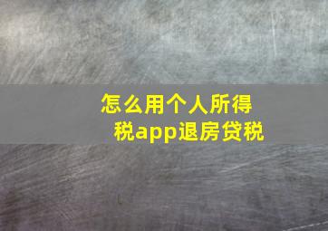 怎么用个人所得税app退房贷税