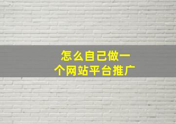 怎么自己做一个网站平台推广