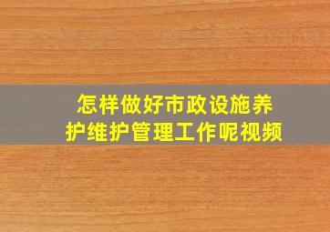 怎样做好市政设施养护维护管理工作呢视频