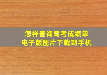 怎样查询驾考成绩单电子版图片下载到手机