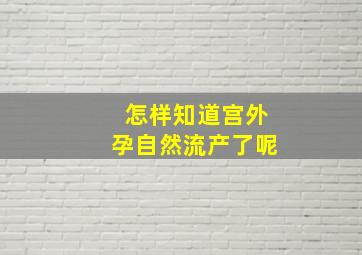 怎样知道宫外孕自然流产了呢