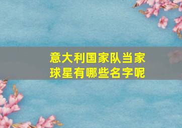 意大利国家队当家球星有哪些名字呢