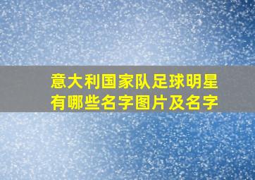 意大利国家队足球明星有哪些名字图片及名字