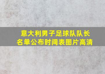 意大利男子足球队队长名单公布时间表图片高清