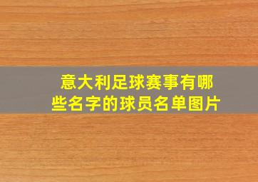 意大利足球赛事有哪些名字的球员名单图片