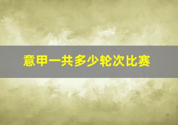 意甲一共多少轮次比赛