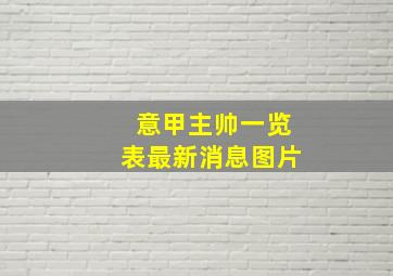 意甲主帅一览表最新消息图片