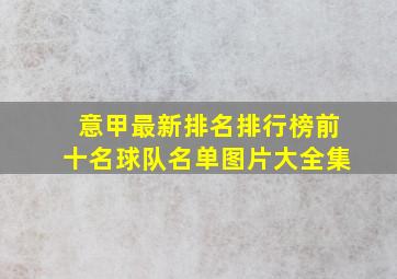 意甲最新排名排行榜前十名球队名单图片大全集