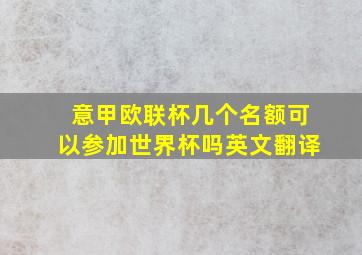 意甲欧联杯几个名额可以参加世界杯吗英文翻译