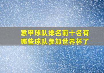 意甲球队排名前十名有哪些球队参加世界杯了