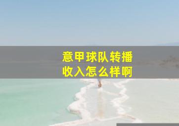 意甲球队转播收入怎么样啊