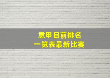 意甲目前排名一览表最新比赛