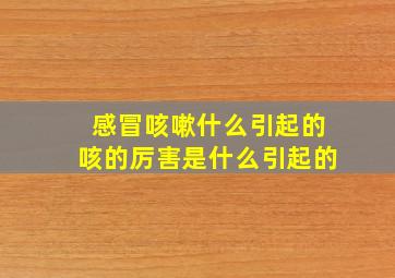 感冒咳嗽什么引起的咳的厉害是什么引起的