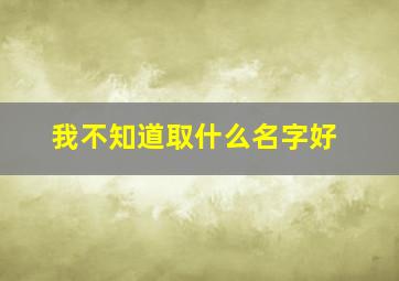 我不知道取什么名字好