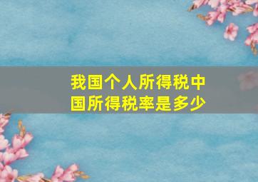 我国个人所得税中国所得税率是多少