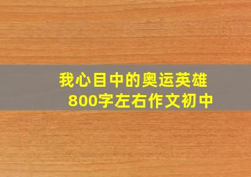 我心目中的奥运英雄800字左右作文初中