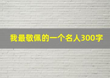 我最敬佩的一个名人300字