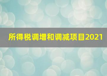 所得税调增和调减项目2021