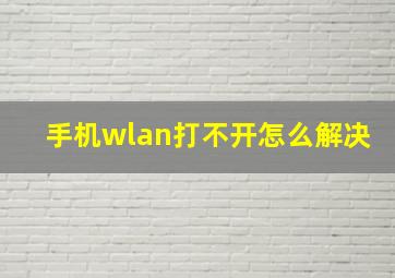 手机wlan打不开怎么解决