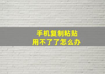 手机复制粘贴用不了了怎么办