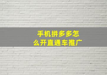 手机拼多多怎么开直通车推广