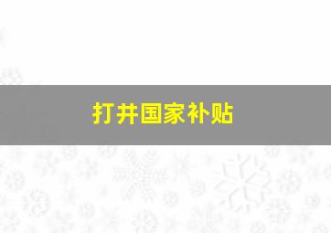 打井国家补贴