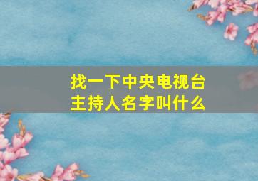 找一下中央电视台主持人名字叫什么