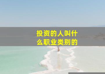 投资的人叫什么职业类别的