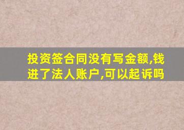 投资签合同没有写金额,钱进了法人账户,可以起诉吗