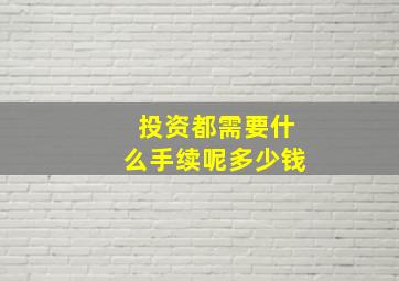 投资都需要什么手续呢多少钱