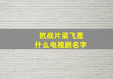 抗战片梁飞是什么电视剧名字