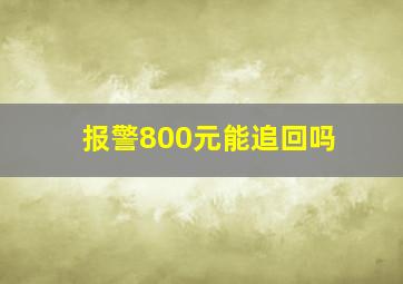 报警800元能追回吗