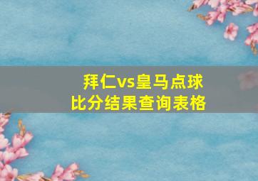 拜仁vs皇马点球比分结果查询表格