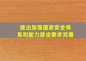 提出加强国家安全体系和能力建设要求完善