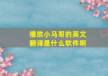 播放小马哥的英文翻译是什么软件啊