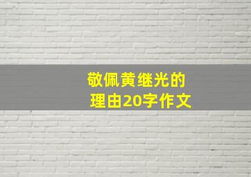 敬佩黄继光的理由20字作文