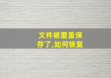 文件被覆盖保存了,如何恢复