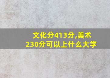 文化分413分,美术230分可以上什么大学