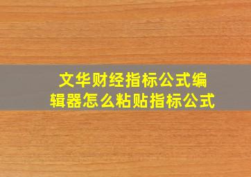 文华财经指标公式编辑器怎么粘贴指标公式